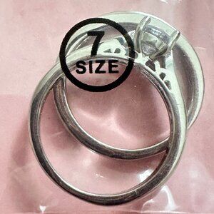 1 Pair 925 Sterling Silver Wedding, Anniversary Ring Set W/GemStone Size 7 Women